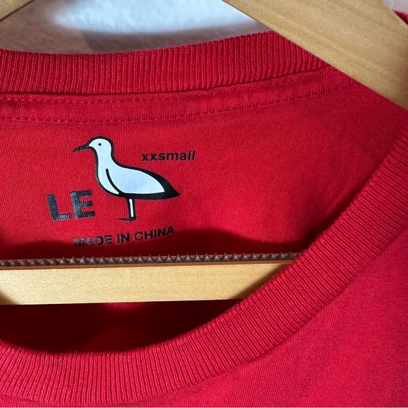 Anthropologie Ping Pong Surf Club Red Le Surf Cotton T-Shirt - Picture 3 of 8